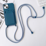 Custodia silicone con porta carte e tracolla per iPhone 12