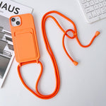 Custodia silicone con porta carte e tracolla per iPhone 12