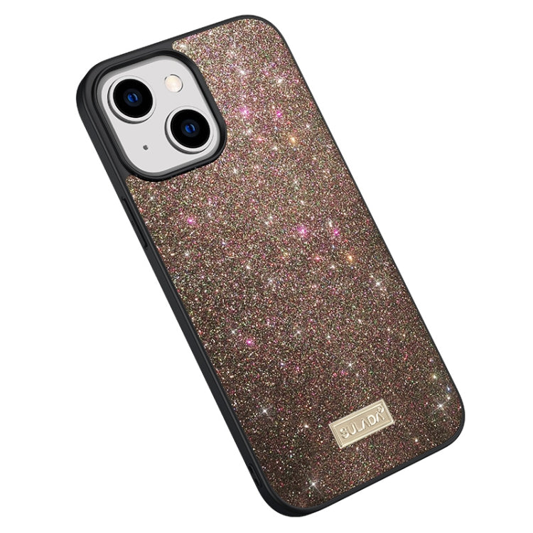 Custodia in pelle glitterata PC+TPU per iPhone 14 Plus