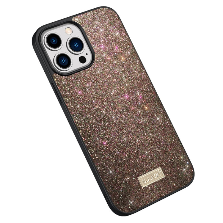 Custodia in pelle glitterata PC+TPU per iPhone 14 Plus
