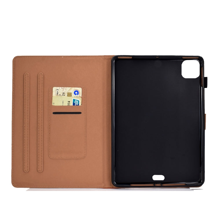 Filo per cucire Custodia in pelle piatta orizzontale tinta unita con funzione sleep e copripenna e striscia antiscivolo e slot per schede e supporto, For iPad Pro 11 (2020)