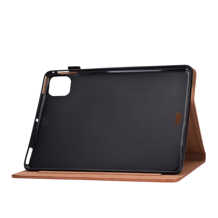 Filo per cucire Custodia in pelle piatta orizzontale tinta unita con funzione sleep e copripenna e striscia antiscivolo e slot per schede e supporto, For iPad Pro 11 (2020)