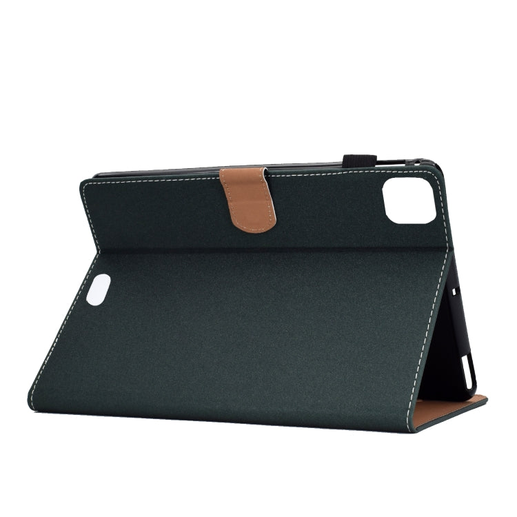 Filo per cucire Custodia in pelle piatta orizzontale tinta unita con funzione sleep e copripenna e striscia antiscivolo e slot per schede e supporto, For iPad Pro 11 (2020)