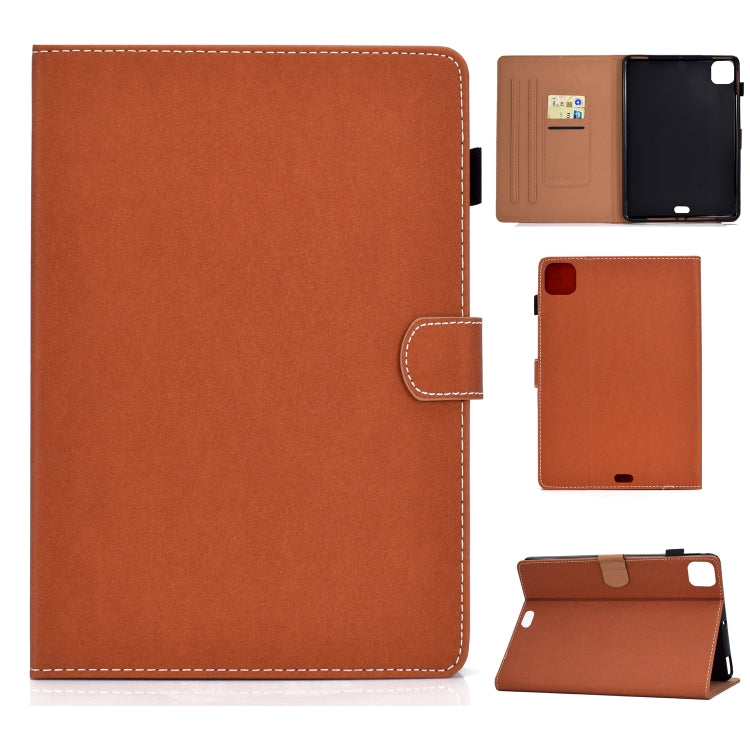 Filo per cucire Custodia in pelle piatta orizzontale tinta unita con funzione sleep e copripenna e striscia antiscivolo e slot per schede e supporto, For iPad Pro 11 (2020)