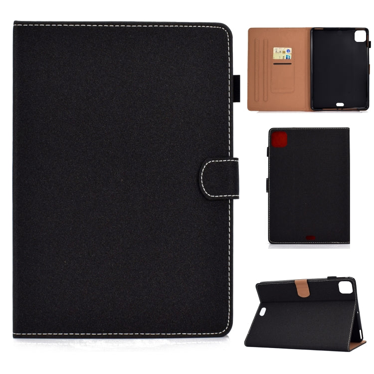 Filo per cucire Custodia in pelle piatta orizzontale tinta unita con funzione sleep e copripenna e striscia antiscivolo e slot per schede e supporto, For iPad Pro 11 (2020)