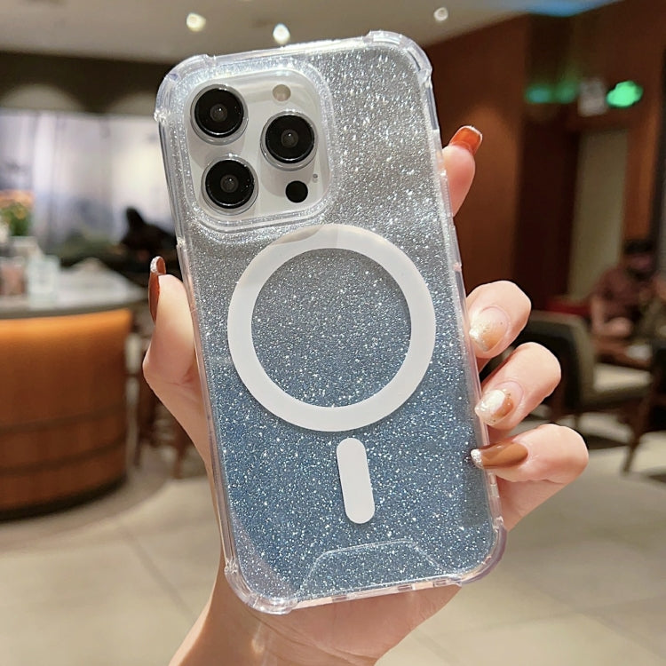 Custodia acrilico glitterata antiurto per iPhone 14 Plus MagSafe
