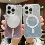 Custodia acrilico glitterata antiurto per iPhone 14 Plus MagSafe