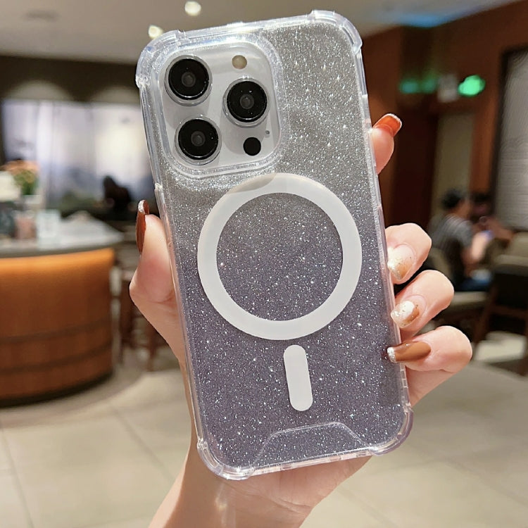 Custodia acrilico glitterata antiurto per iPhone 14 Plus MagSafe