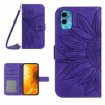 Skin Feel Custodia per cellulare in pelle con motivo a fiori di sole con cordino, For Motorola Moto E22s, For Realme 9i 5G