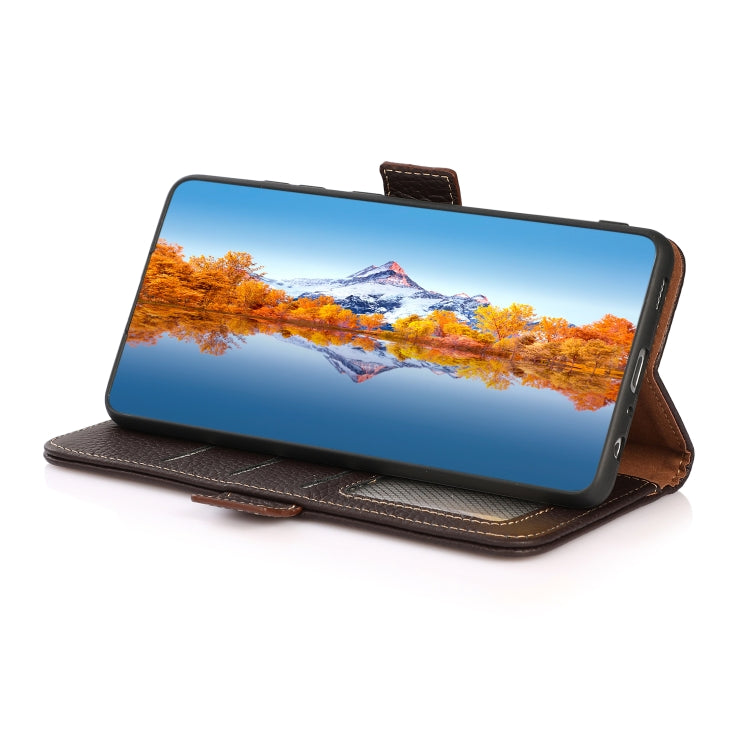 KHAZNEH Custodia per telefono RFID in vera pelle Litchi magnetica laterale, For Xiaomi Redmi Note 12 China, For Xiaomi Redmi Note 12 Pro 5G China, For Xiaomi Redmi Note 12 Pro+ China / Redmi Note 12 Explorer