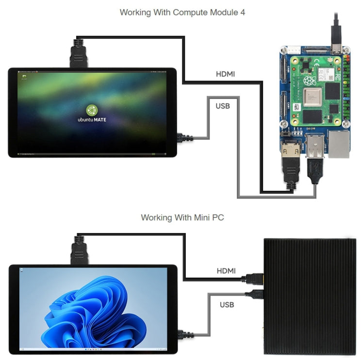Display LCD touch capacitivo 5,5" 2K per Raspberry Pi 4B