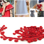 Nastro con pompon in cotone 1 cm 20 iarde