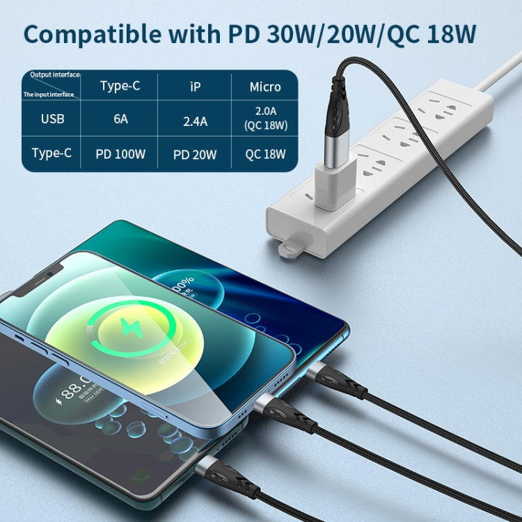 Cavo ricarica rapida USB/Tipo-C 100W con 8 pin e Micro USB