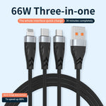 Cavo ricarica rapida 3 in 1 USB A a USB-C, 8 Pin, Micro USB 1.2m/