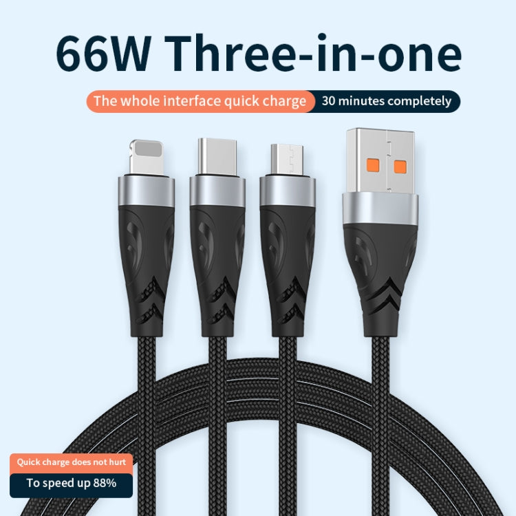 Cavo ricarica rapida 3 in 1 USB A a USB-C, 8 Pin, Micro USB 1.2m/