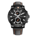 Orologio da uomo in vera pelle al quarzo luminoso multifunzionale