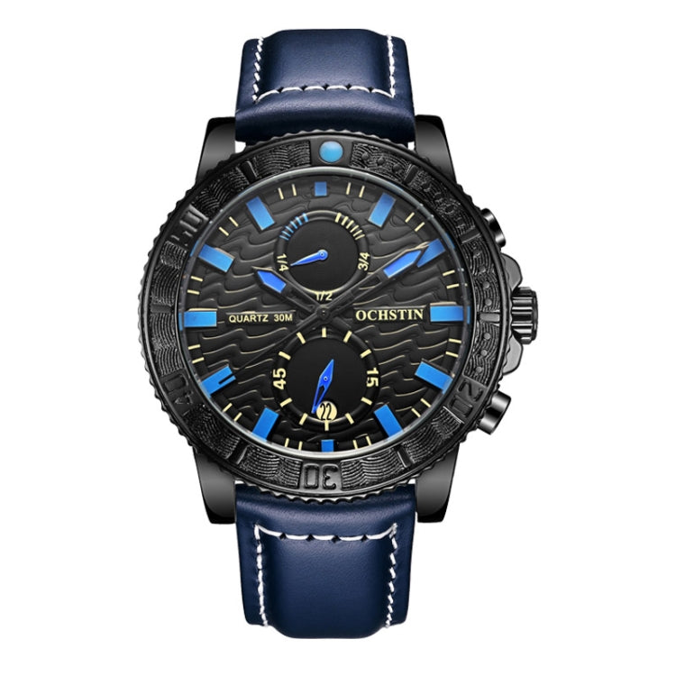 Orologio da uomo in vera pelle al quarzo luminoso multifunzionale