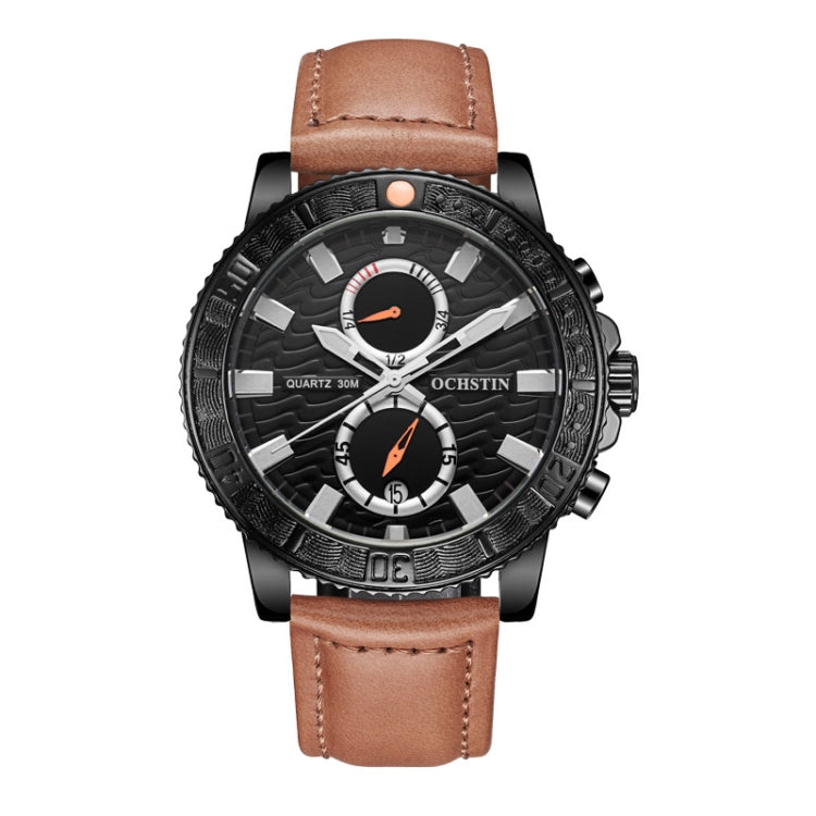 Orologio da uomo in vera pelle al quarzo luminoso multifunzionale
