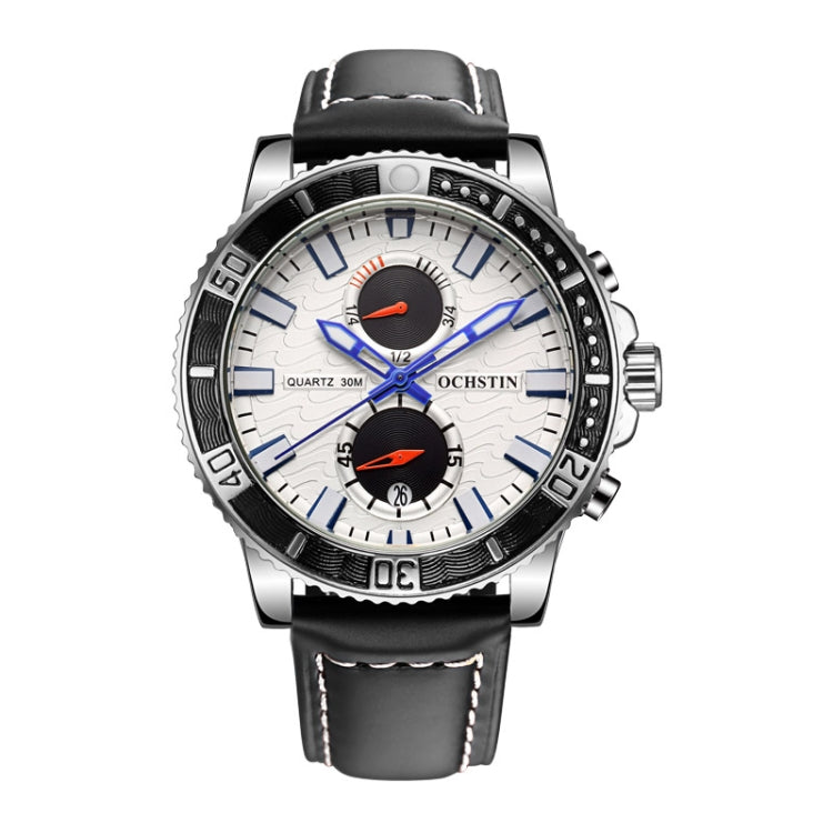 Orologio da uomo in vera pelle al quarzo luminoso multifunzionale