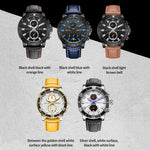 Orologio da uomo in vera pelle al quarzo luminoso multifunzionale