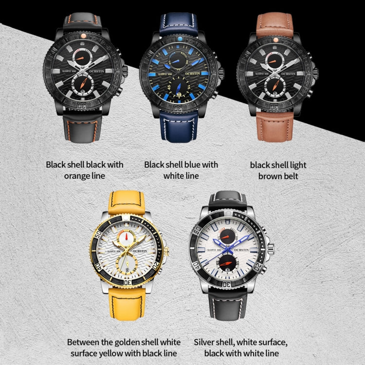 Orologio da uomo in vera pelle al quarzo luminoso multifunzionale