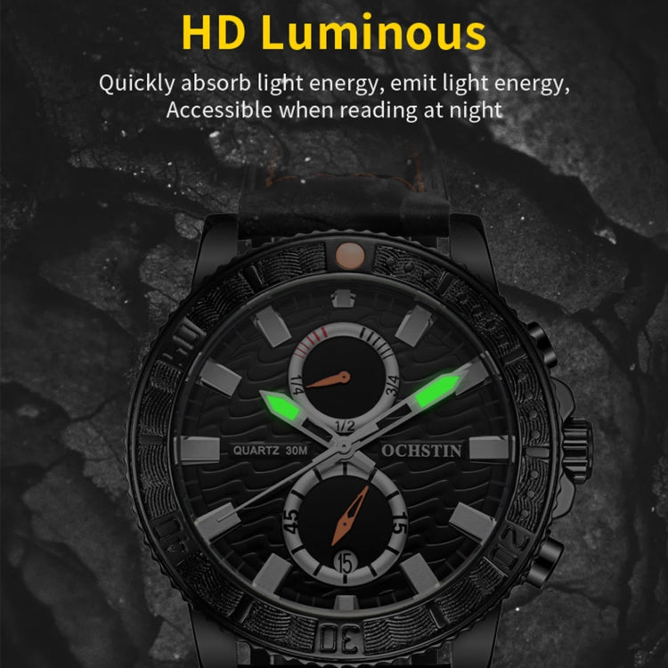 Orologio da uomo in vera pelle al quarzo luminoso multifunzionale