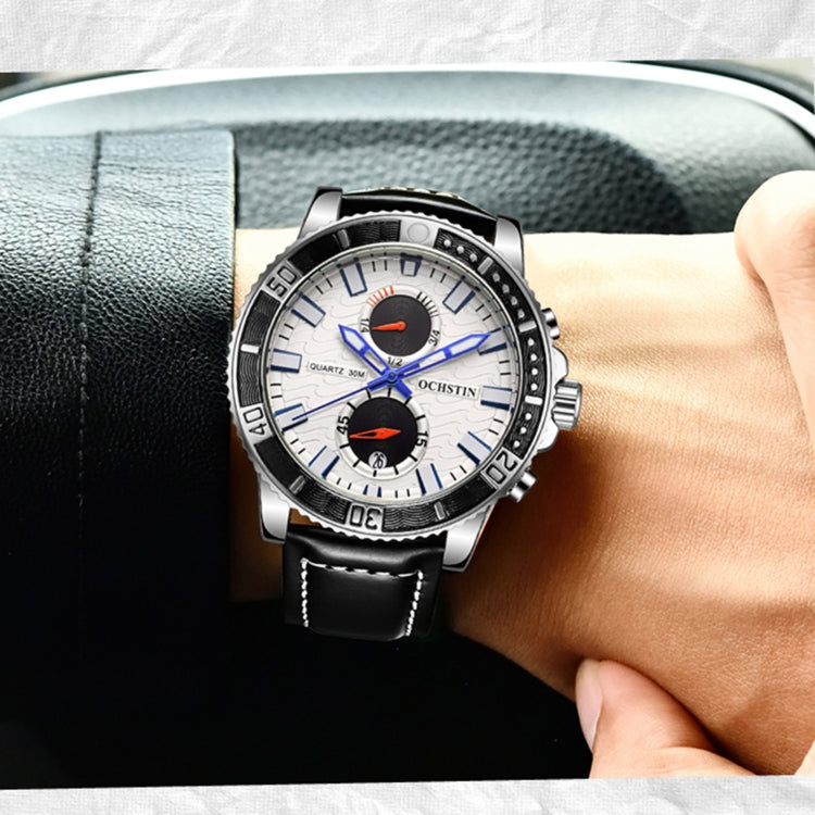 Orologio da uomo in vera pelle al quarzo luminoso multifunzionale