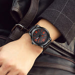 Orologio da uomo in pelle al quarzo stile business 41mm