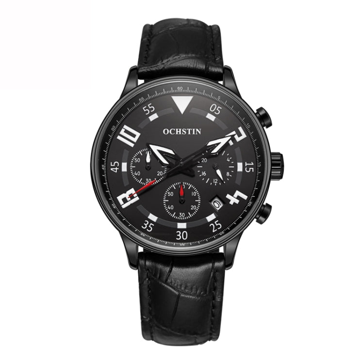 Orologio da uomo multifunzionale in pelle al quarzo