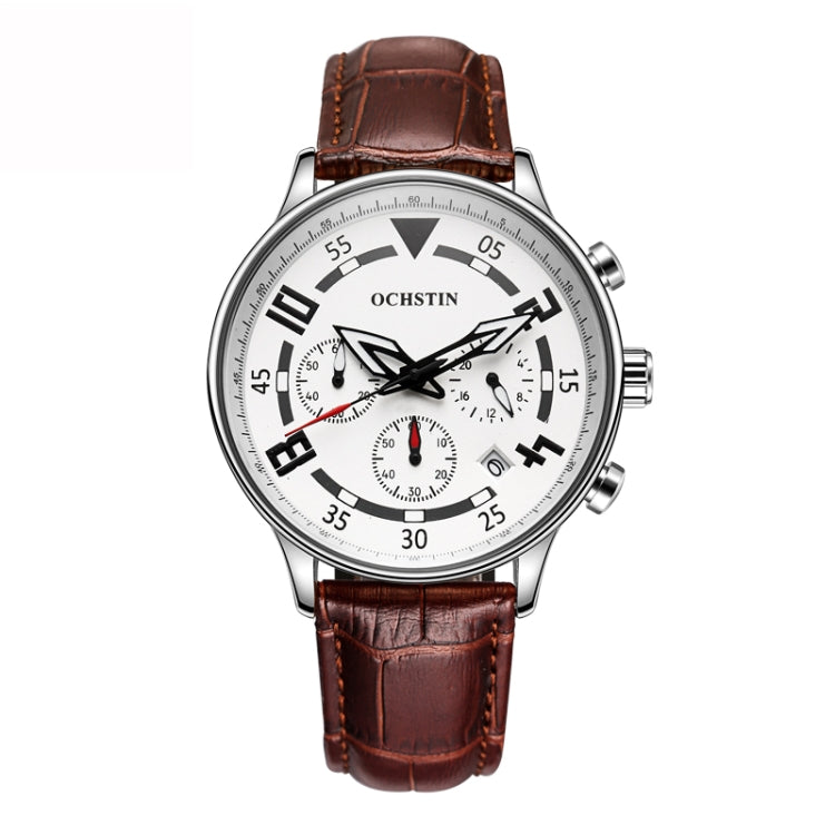 Orologio da uomo multifunzionale in pelle al quarzo