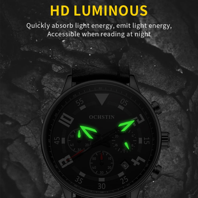 Orologio da uomo multifunzionale in pelle al quarzo
