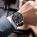Orologio da uomo multifunzionale in pelle al quarzo