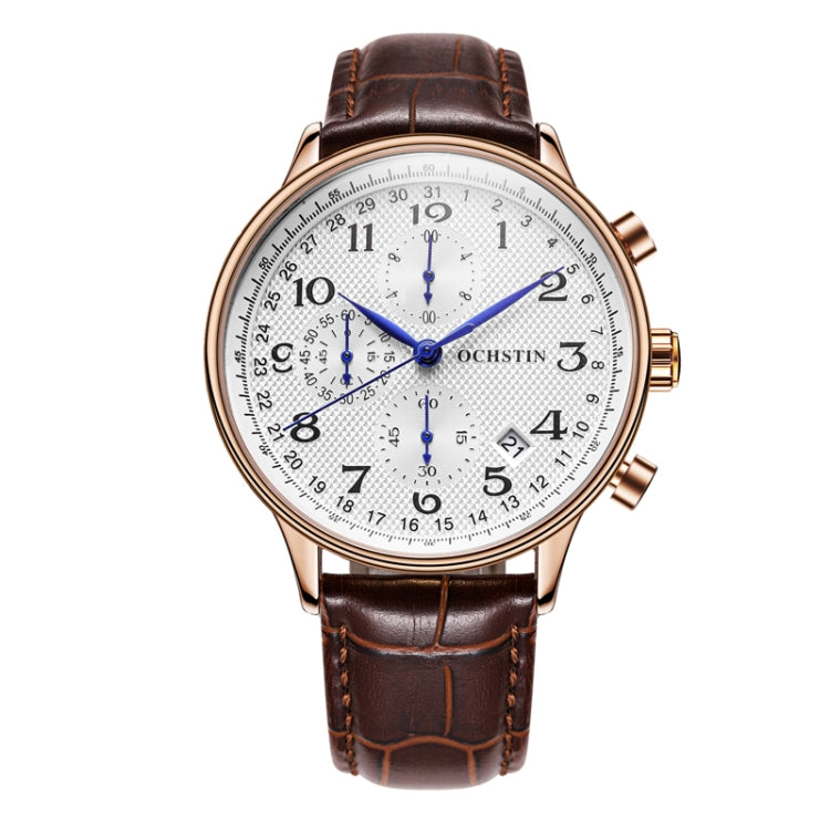 Orologio da uomo multifunzionale in pelle al quarzo