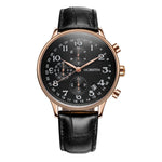 Orologio da uomo multifunzionale in pelle al quarzo