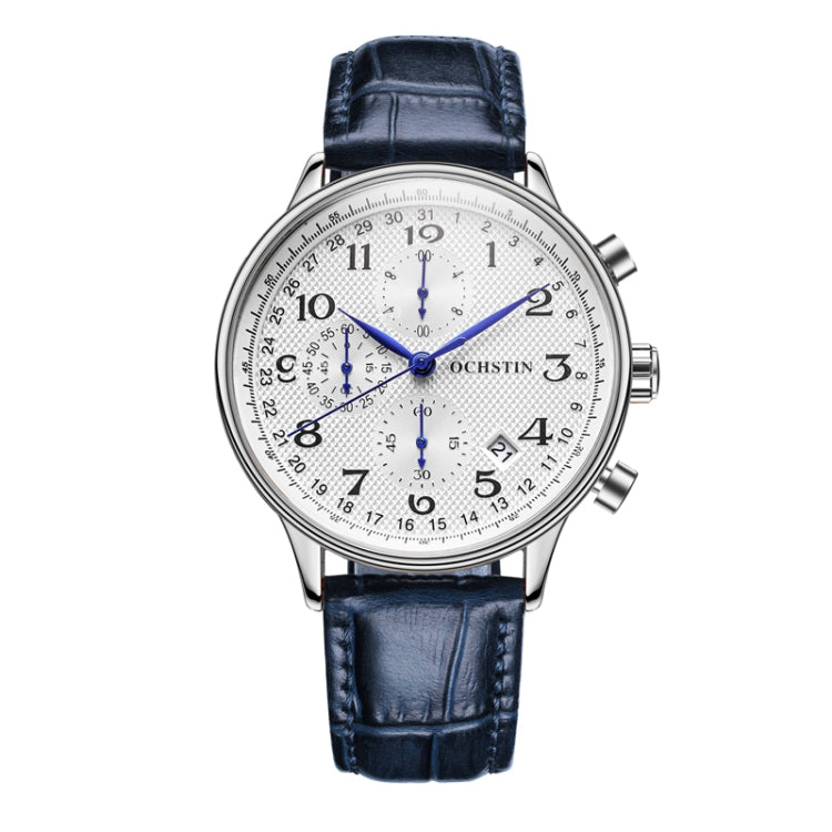 Orologio da uomo multifunzionale in pelle al quarzo