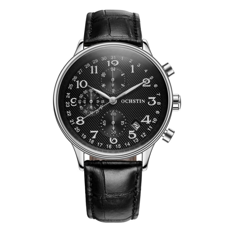 Orologio da uomo multifunzionale in pelle al quarzo