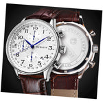 Orologio da uomo multifunzionale in pelle al quarzo