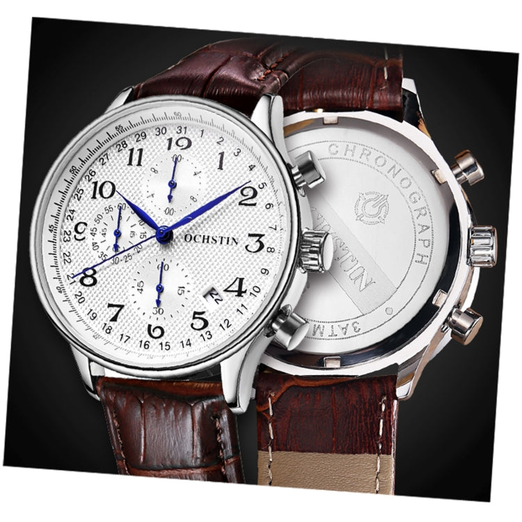 Orologio da uomo multifunzionale in pelle al quarzo