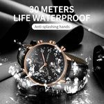 Orologio da uomo multifunzionale in pelle al quarzo