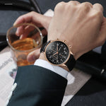 Orologio da uomo multifunzionale in pelle al quarzo