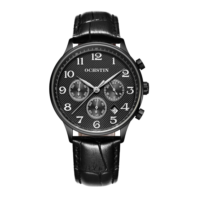 Orologio da uomo multifunzionale in pelle al quarzo