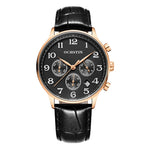 Orologio da uomo multifunzionale in pelle al quarzo