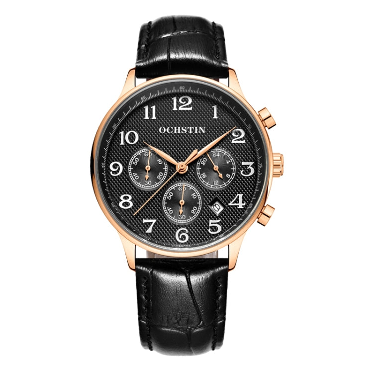Orologio da uomo multifunzionale in pelle al quarzo