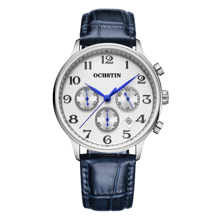 Orologio da uomo multifunzionale in pelle al quarzo