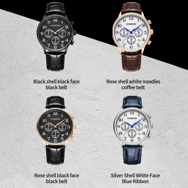 Orologio da uomo multifunzionale in pelle al quarzo