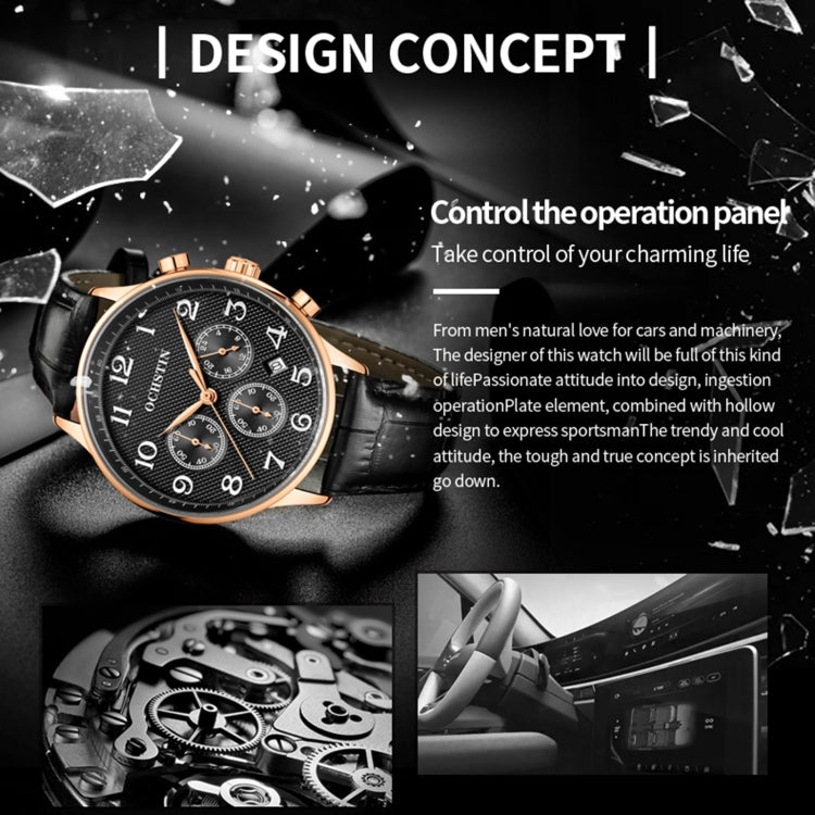 Orologio da uomo multifunzionale in pelle al quarzo