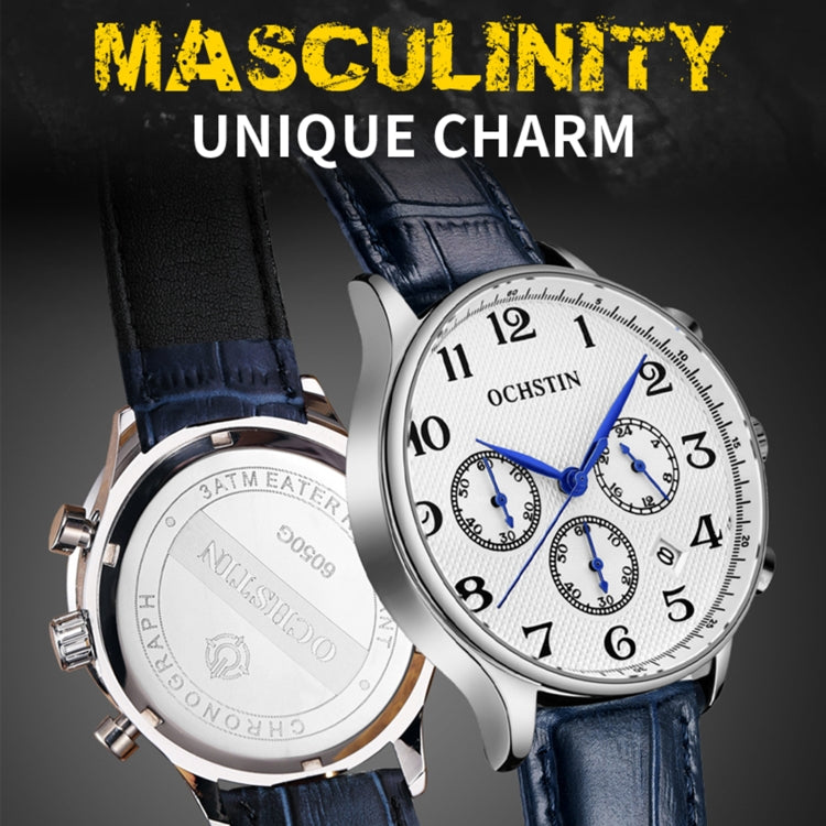 Orologio da uomo multifunzionale in pelle al quarzo