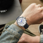 Orologio da uomo multifunzionale in pelle al quarzo