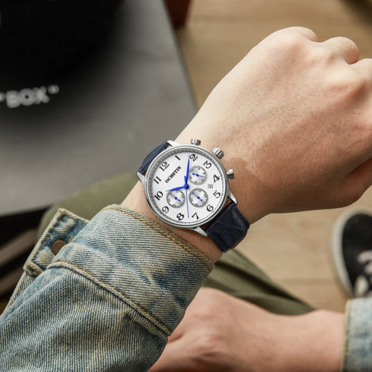 Orologio da uomo multifunzionale in pelle al quarzo