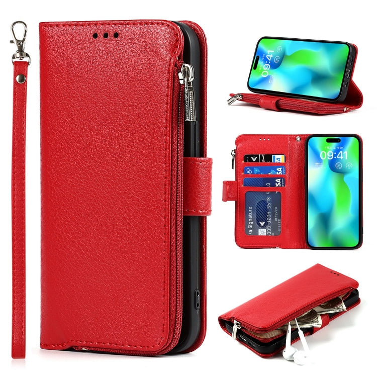 Custodia portafoglio in pelle con cerniera per iPhone 14